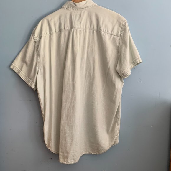 Sage Green Denim Short-Sleeve Button Up - Picture 2 of 3